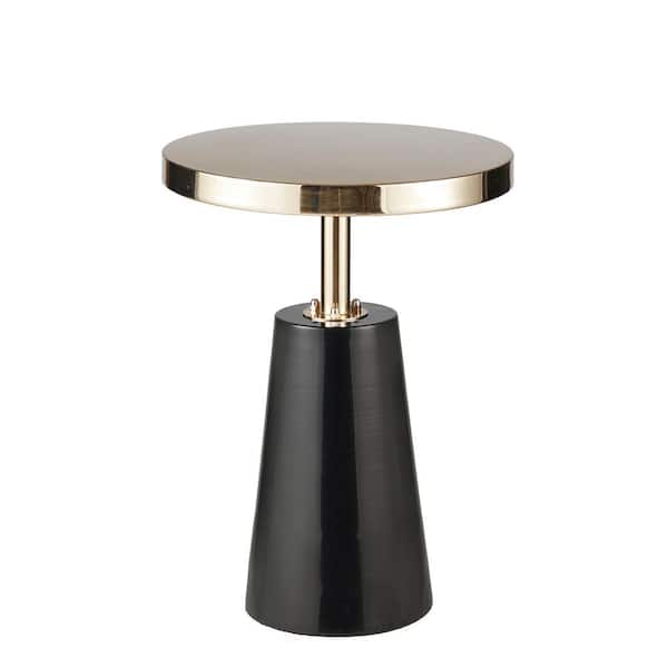 Madison Park Venice 14.25 in. Black/Gold Round Metal End Table