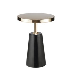 Venice 14.25 in. Black/Gold Round Metal End Table