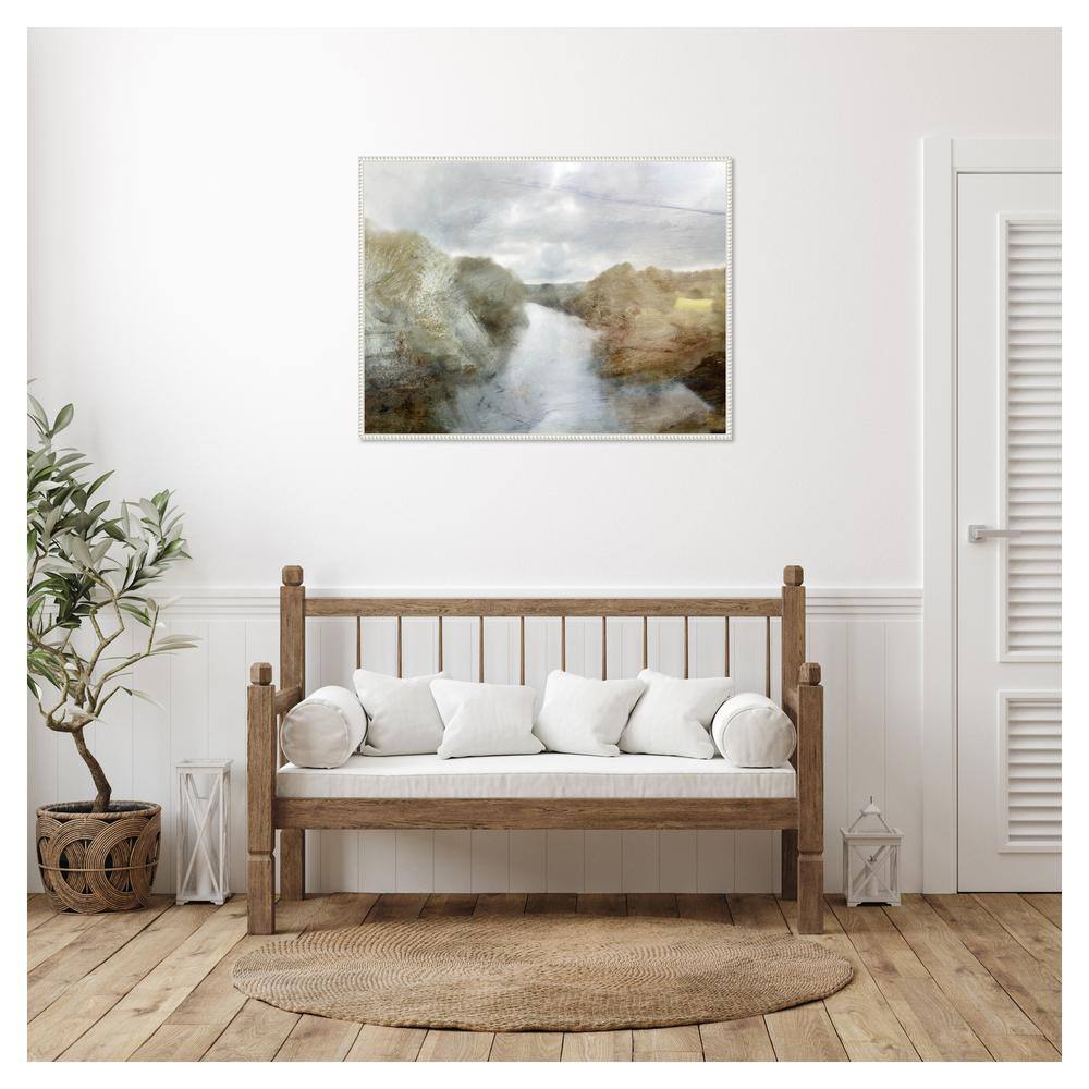 42" x 32" Abstract Landscape Canvas Wall Art with White Frame