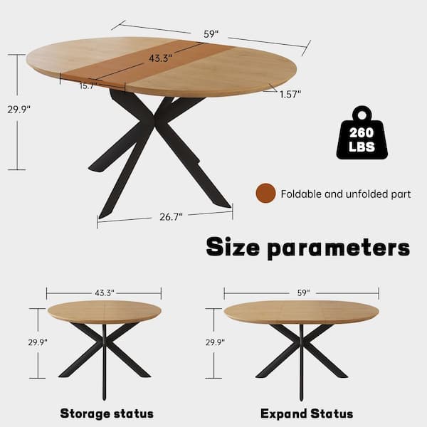 テーブル・チェア・ハンモック bonfire_go_outside SC SLIDE TOP TABLE 50 GOJANE Modern Oval Extendable MDF 59 in. Metal Cross Legs