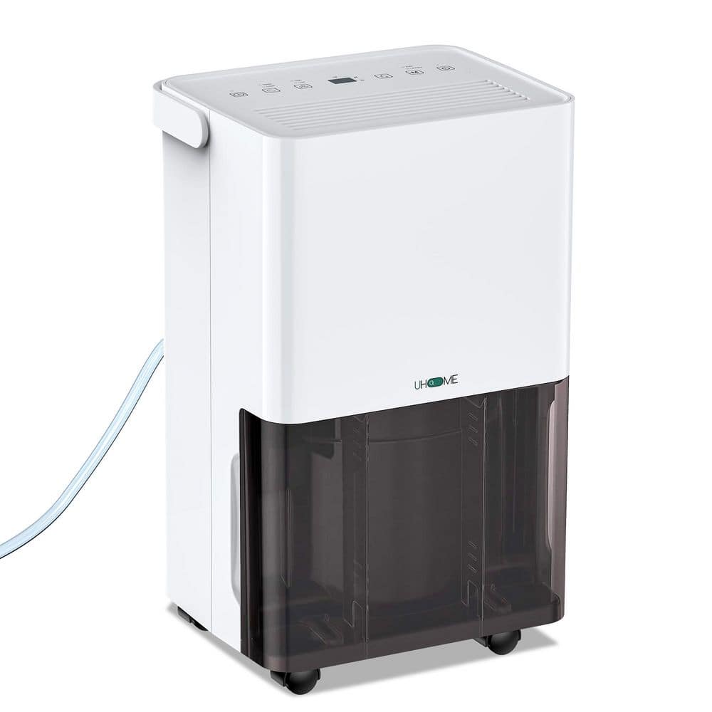 Edendirect 30 pt. 1,500 sq. ft. Dehumidifier with Bucket in Whites with Drainage Hose, Auto ...