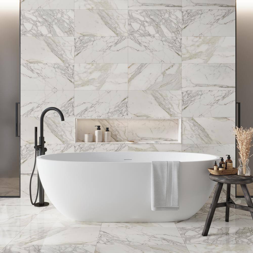 White Polished Marble 12" x 24" Large Format Tile