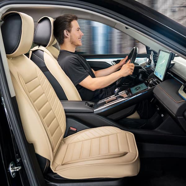 SKYSHALO Seat Covers Universal Front Seats 2-Pieces Faux Leather