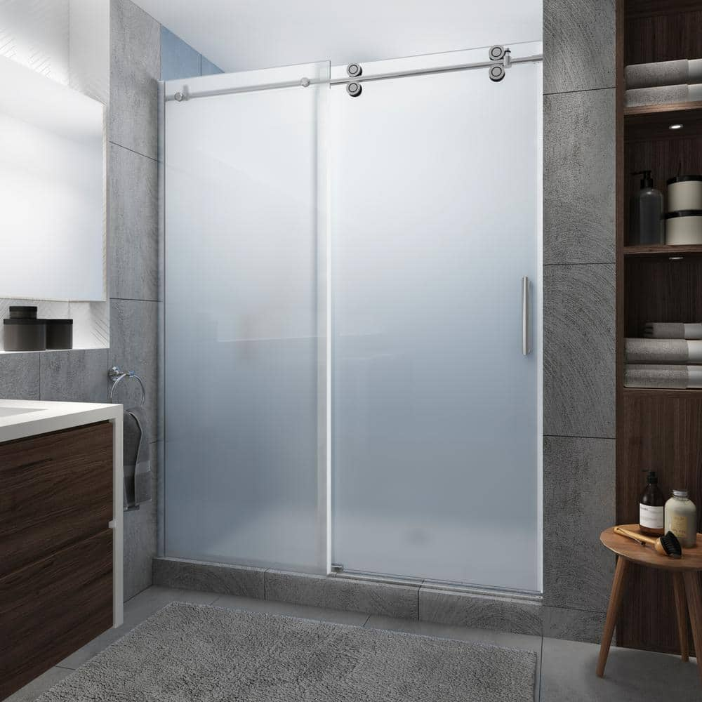 Aston Langham Xl 56 In 60 In X 80 In Frameless Sliding Shower Door