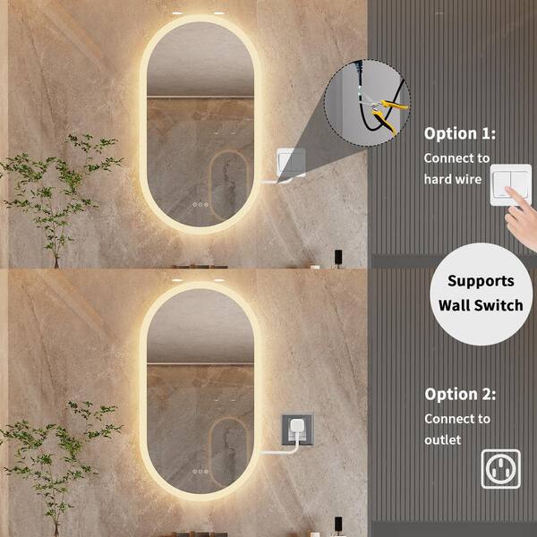 Wisfor 20 in. W x 32 in. H Large Oval Frameless Three Wisfor 20 in. W x 32 in. H Large Oval Frameless Three