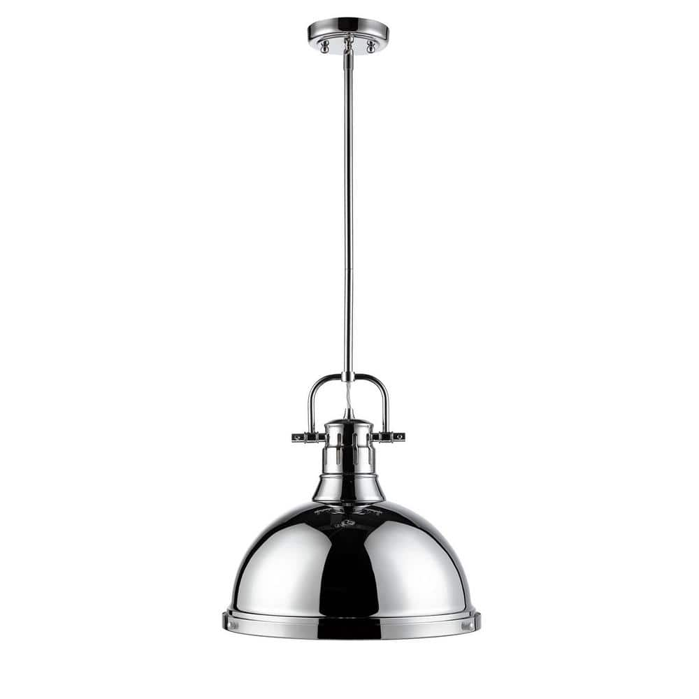 Golden Lighting Duncan 1-Light Chrome Pendant with Rod 3604-L CH-CH ...