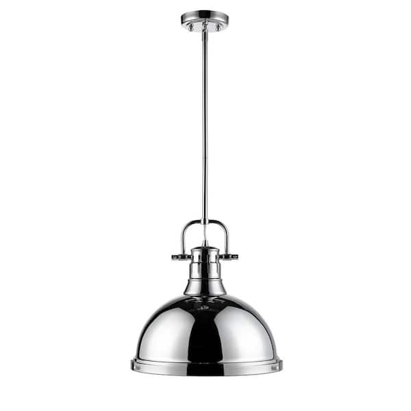 Golden Lighting Duncan 1-Light Chrome Pendant with Rod