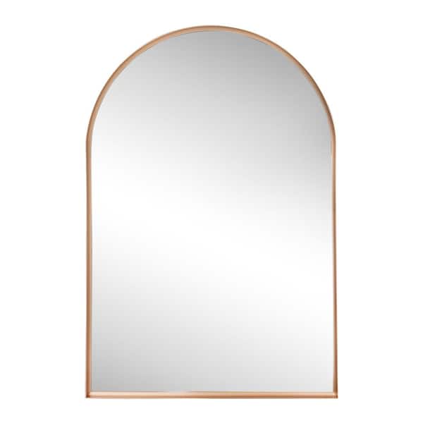 Elodie 26 in. W x 38 in. H Medium Arched Metal Framed Wall Mounted Mirror, Gold