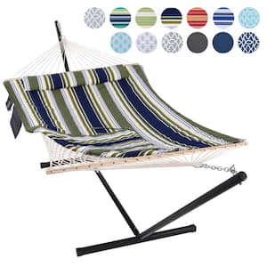 10 ft. x 12 ft. Quilted Rope Hammock and 12 ft. Steel Stand with Detachable Pillow, Multi