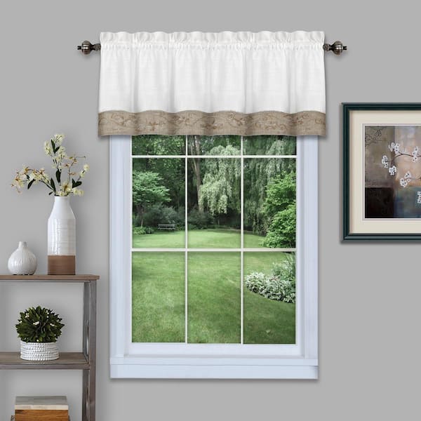 ACHIM Oakwood 14 in. L Polyester/Linen Window Curtain Valance in Natural