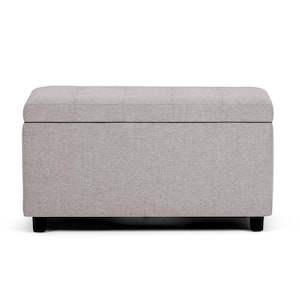 Cosmopolitan 34 in. Wide Transitional Rectangle Storage Ottoman in Cloud Grey Linen Look Fabric