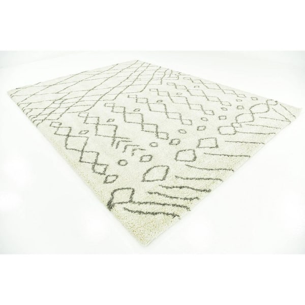 Rabat Shag Geometric Pure Ivory 9' 0 x 12' 0 Area Rug