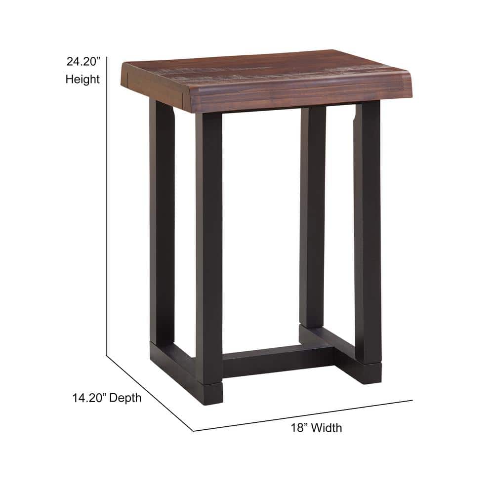 Jennings Rustic Live Edge Black/Brown Counter Stool, Set of 2