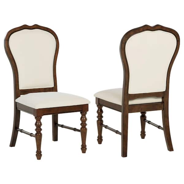 Coaster Landon Rich Brown Upholstered Solid Back Set of 2 with Turned Legs
