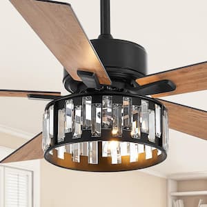 Virgil 52 in. Indoor Chandelier Black Ceiling Fan with Light Kit and Remote Control