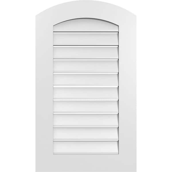 Ekena Millwork 20 in. x 32 in. Arch Top Surface Mount PVC Gable Vent: Decorative with Standard Frame