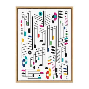 Sylvie "Music Notes White Background" by Rachel Lee of My Dream Music Framed Canvas Wall Art 24 in. x 18 in