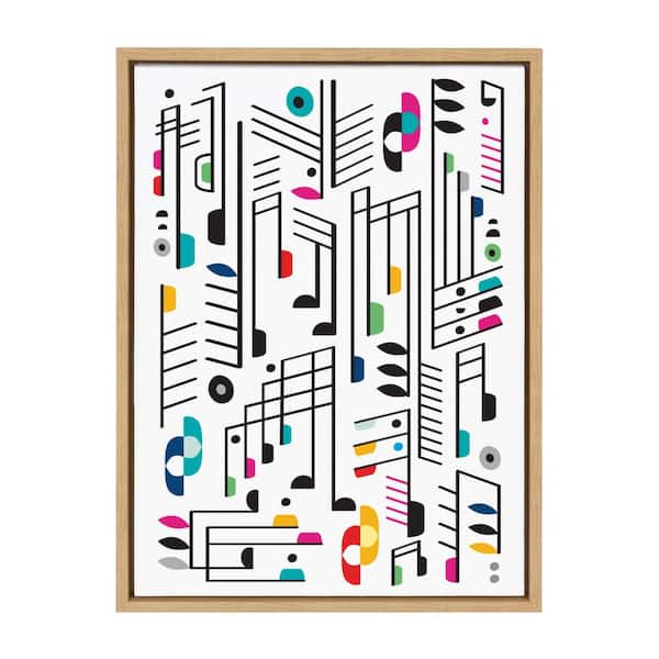 Kate and Laurel Sylvie "Music Notes White Background" by Rachel Lee of My Dream Music Framed Canvas Wall Art 24 in. x 18 in.