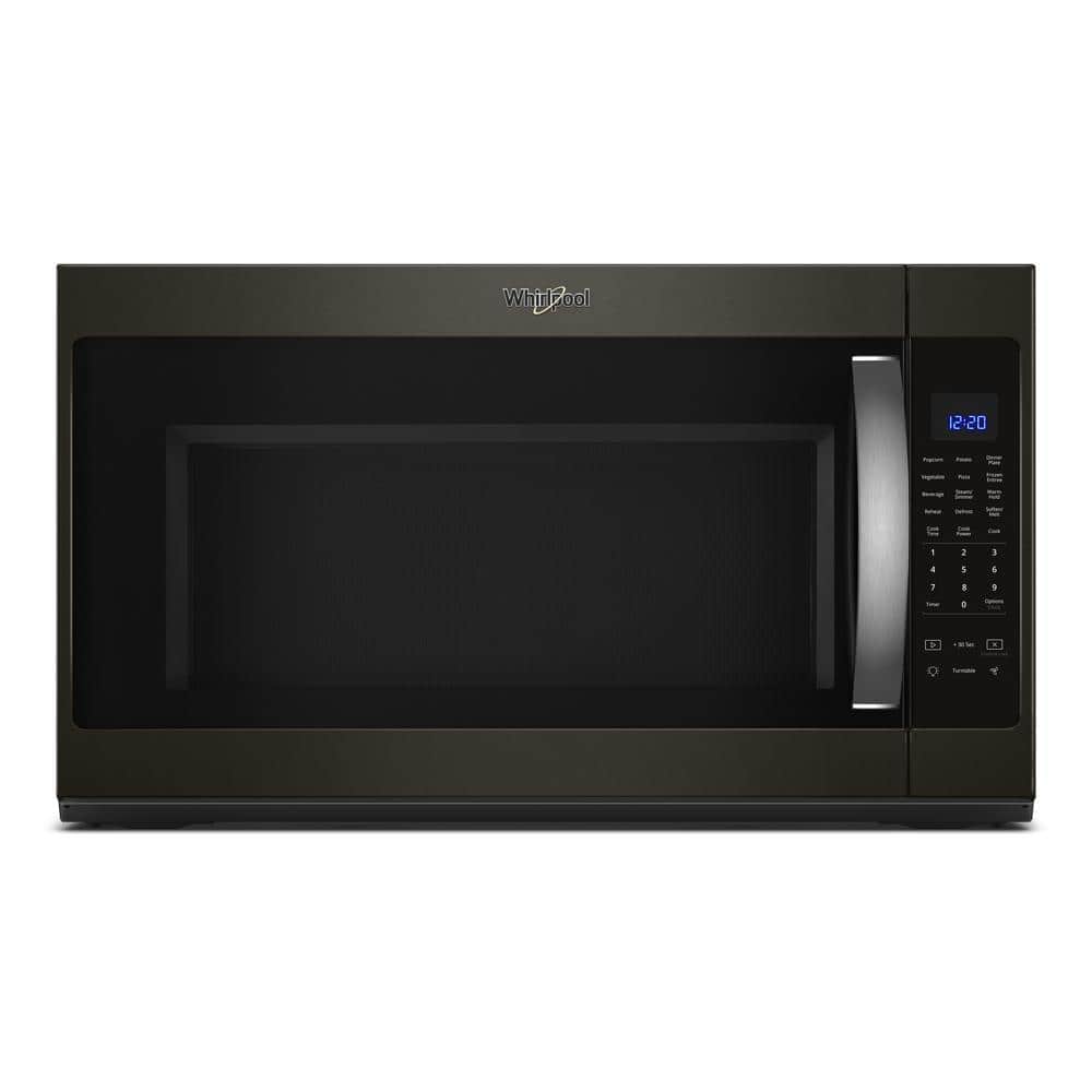 Whirlpool 2.1 cu. ft. Over the Range Microwave in Fingerprint Resistant Black Stainless with Steam Cooking