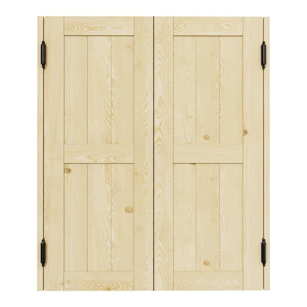 Cafe Door 36 in. x 42 in. Double Panel Unfinished Indoor Vacant Doorway Pine Wood Swinging Saloon Door With Hardware