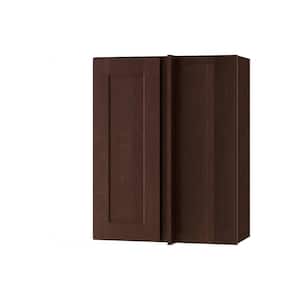 Franklin Stained Manganite Plywood Shaker Assembled Blind Corner Kitchen Cabinet Sft Cls R 24 in W x 12 in D x 30 in H
