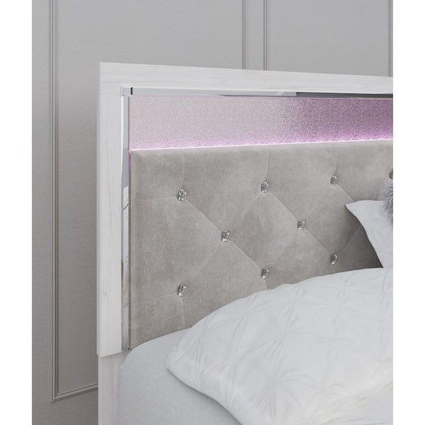 Altyra White Full Upholstered Headboard with Tufted Design