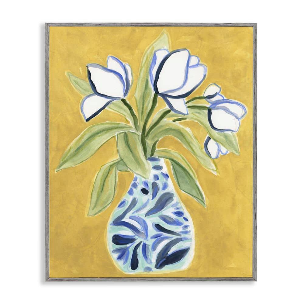Lively Tulips in Vase by June Erica Vess Gray Framed Nature Giclee Art Print 14 in. x 11 in. price history on PriceWatchPro