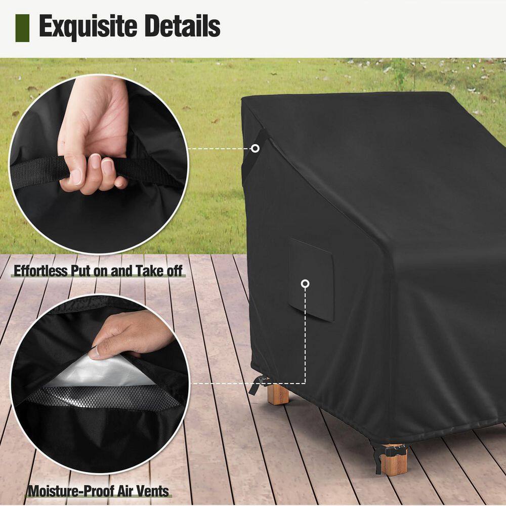 Close-up details of the chair cover handles and air vents.