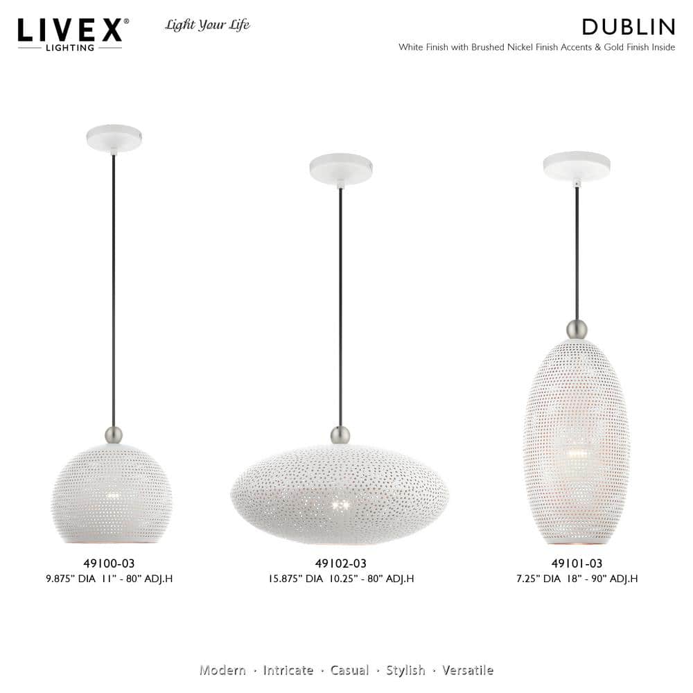 White Brushed Nickel Crystal LED Globe Pendant Light