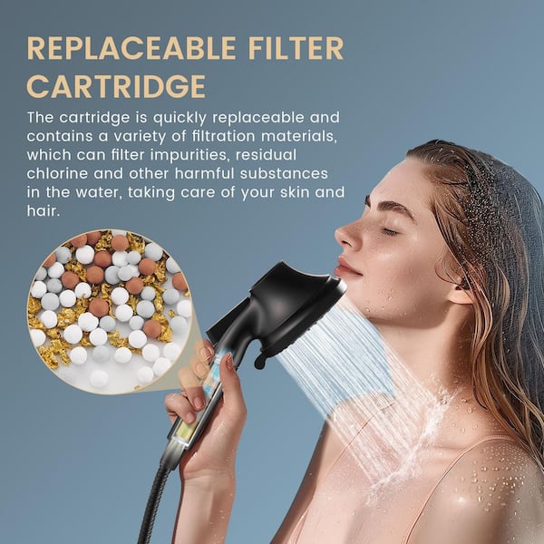 Filter Single-Handle 7-Spray Shower Faucet 1.8 GPM with 4.7" Shower Head bathtub faucet in Matte Black(Valve Included)