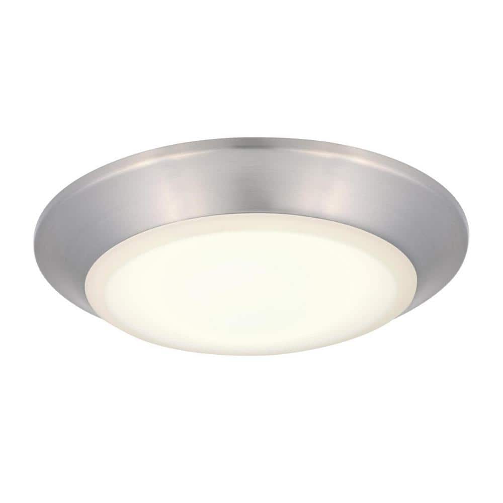 Brushed Nickel 7.5-Inch LED Flush Mount Light with Frosted Acrylic Shade
