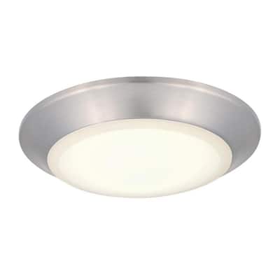 Makira 7.5 in. 16-Watt Brushed Nickel Selectable Dimmable LED Indoor/Outdoor Surface Flush Mount