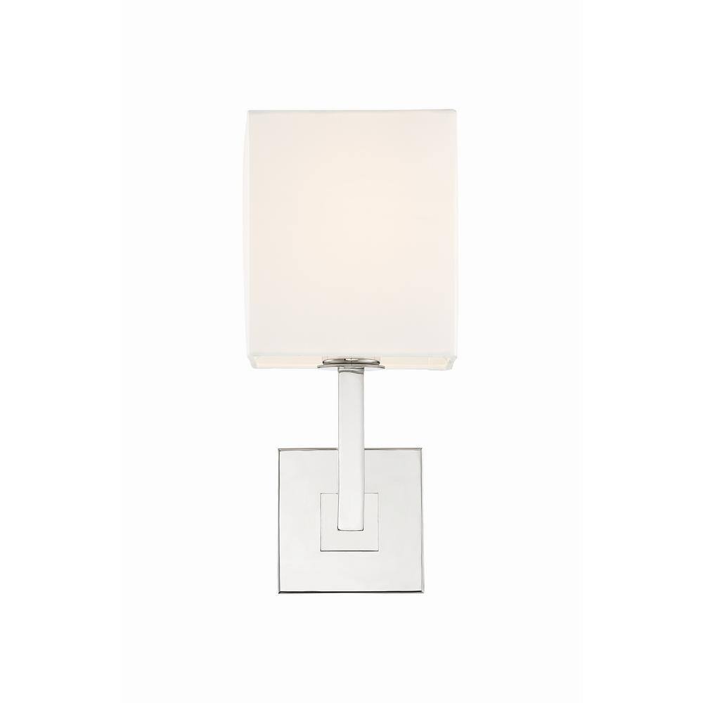 Chatham Polished Nickel 1-Light Wall Sconce with White Silk Shade