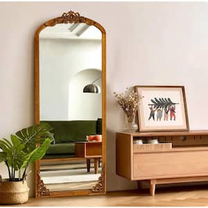 21 in. W x 64 in. H Classic Arch-Top Wood Framed Brown Full-Length Floor Mirror