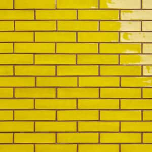 Orion Yellow 1.96 in. x 7.87 in. Glazed Terracotta Clay Subway Wall Tile (5.38 Sq. Ft./Case)