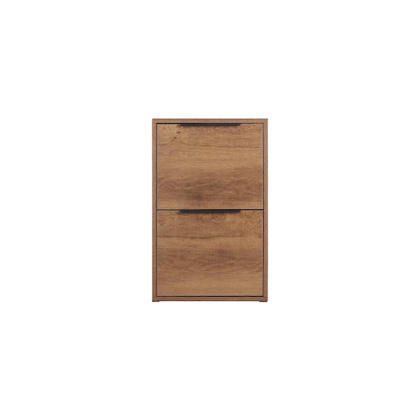 Unbranded Classic Brown Wood MDF File Cabinet with 2-Drawers Vertical Filling Cabinet with Metal Handle