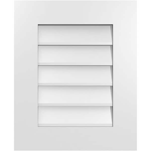 Ekena Millwork 18 in. x 22 in. Vertical Surface Mount PVC Gable Vent: Decorative with Standard Frame