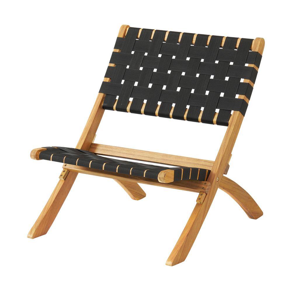 Barre 3-Piece Acacia Wood and Black Woven Outdoor Bistro Set
