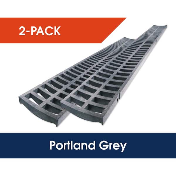 RELN Storm Drain 4.5 in. x 39.25 in. Channel Drain Replacement Portland Gray Grate (2-Pack)