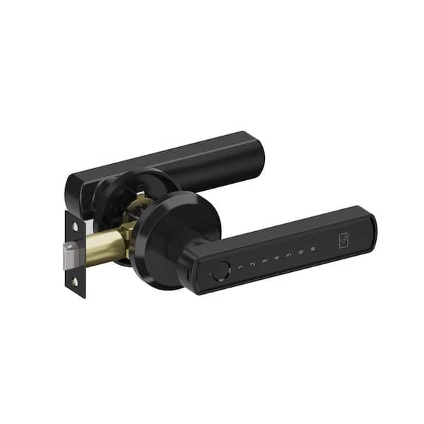 5 in 1 Corded Aluminum Smart Lock Deadbolt with APP, Biometric, Key Fob, Code, Keys Door Lock with Handle in Black