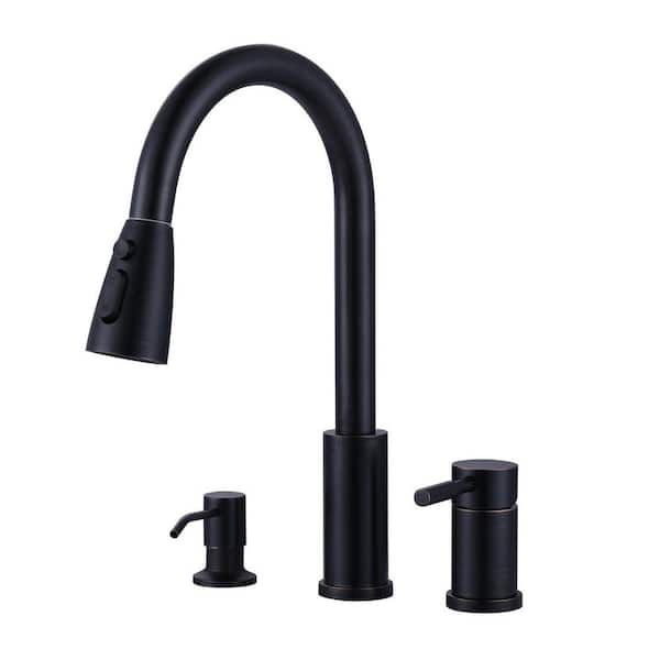 Separate Single Handle 15 in. H Pull Down Sprayer Kitchen Faucet with 360° Spout Swivel in Oil Rubbed Bronze