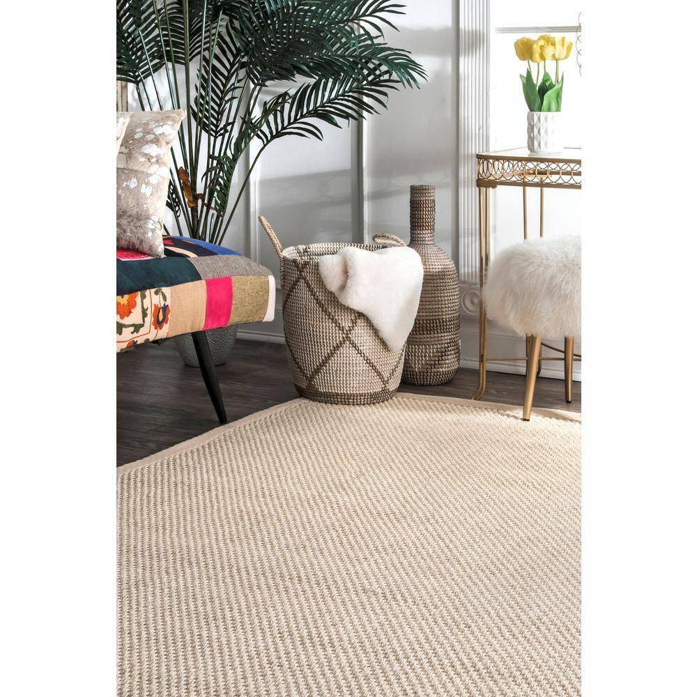 Handmade Natural Wool and Cotton Rectangular Area Rug