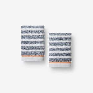 Company Cotton Melange Stripe Reversible Smoke Gray Wash Cloth (Set of 2)