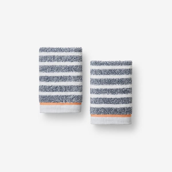 The Company Store Company Cotton Melange Stripe Reversible Smoke Gray Wash Cloth (Set of 2)