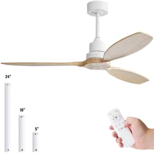 52 in. Indoor/Outdoor White Ceiling Fan without light, Remote Control and 6 Speed Reversible DC Motor