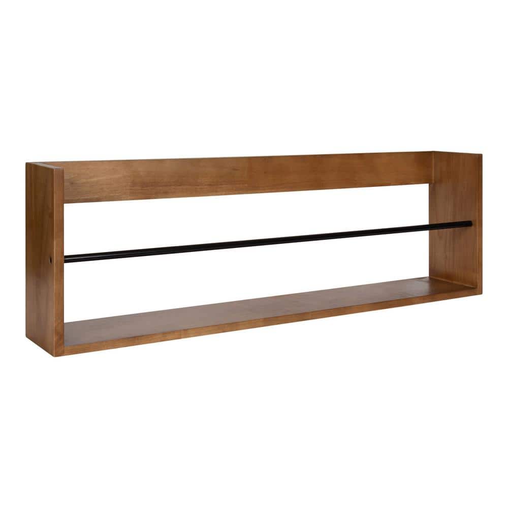 Brown Faux Wood Clothes Pin Wall Shelf, 30x6