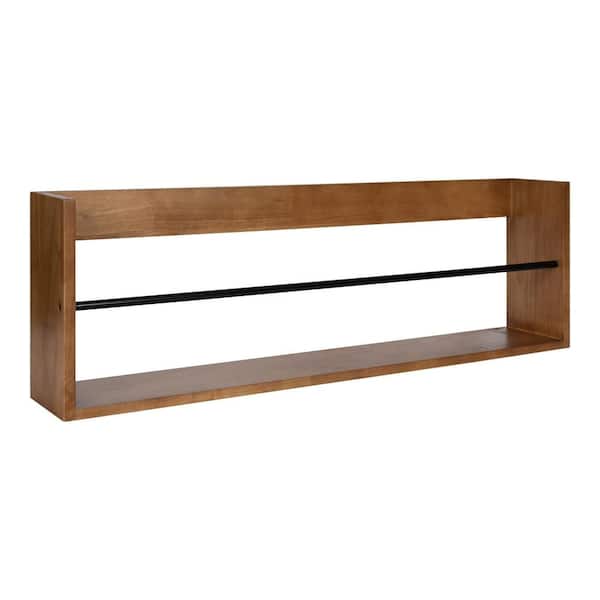 Kate and Laurel Corinna 6 in. x 36 in. x 12 in. Brown Wood Floating Decorative Wall Shelf Without Brackets