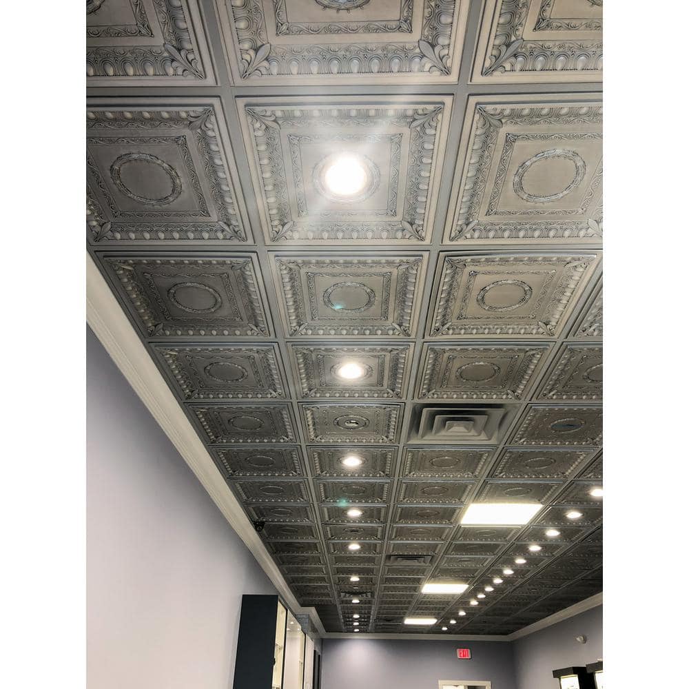 Royal 24'' Square Antique Nickel Faux Tin Ceiling Tile
