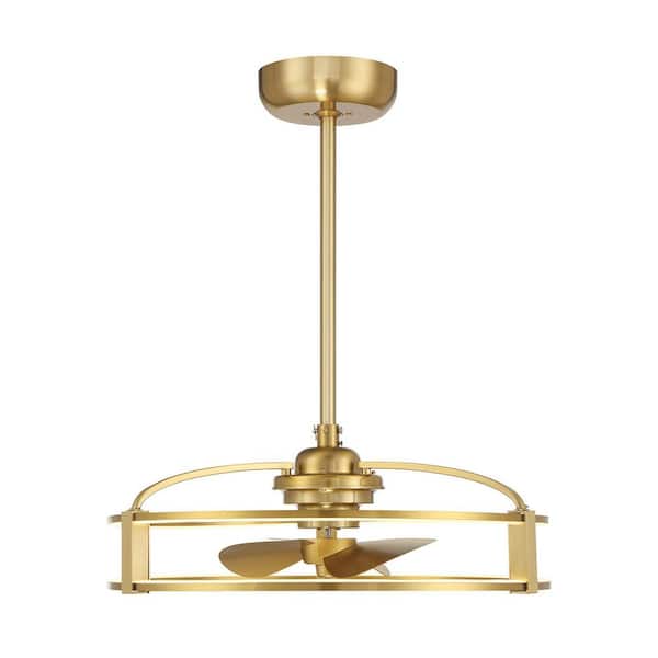 Vesta 23 in. W Indoor Warm Brass Integrated LED Ceiling Fan D'Lier with Clear Acrylic Glass and Remote Control Included