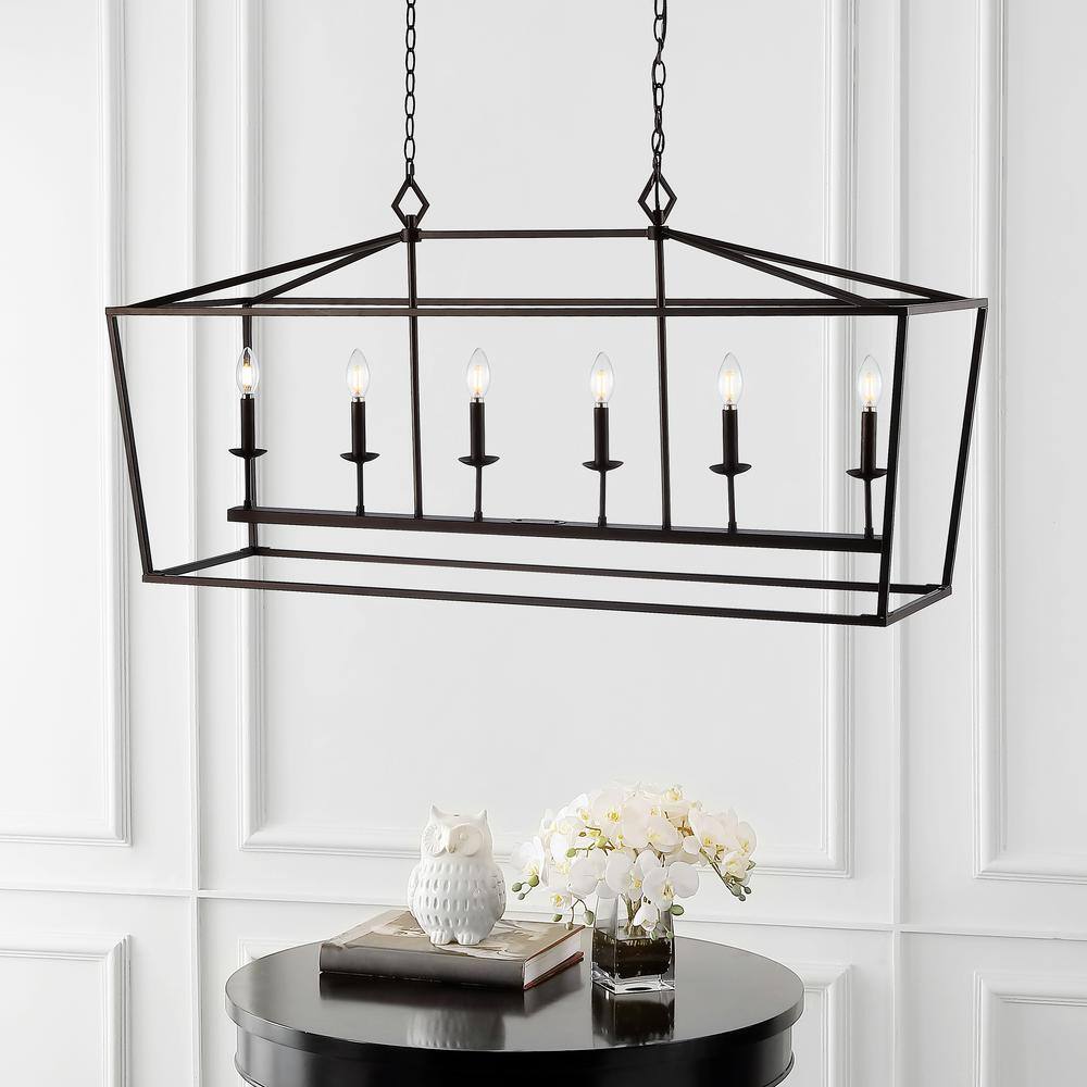 Contemporary Prener 6-Light Industrial Pendant in Oil-Rubbed Bronze Black